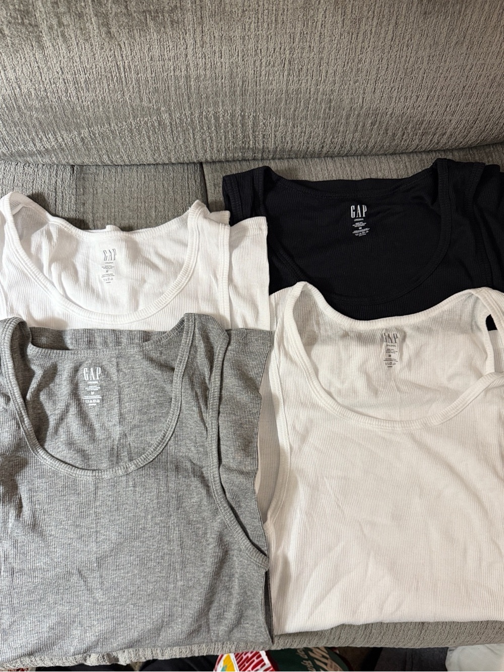 GAP Classic Fit Cotton Ribbed Tanks - White, Black, Gray
